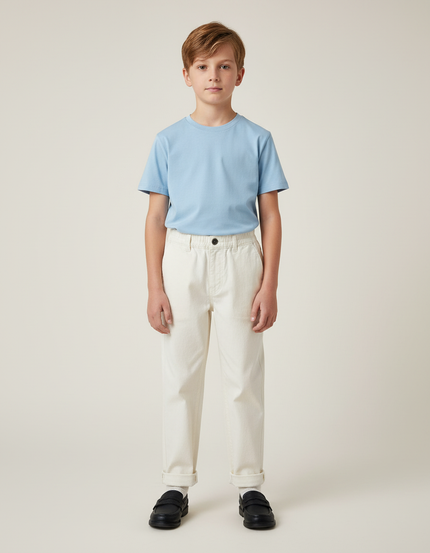 Pantalon Chino Écru Coton Droit Confortable Enfant - Beige
