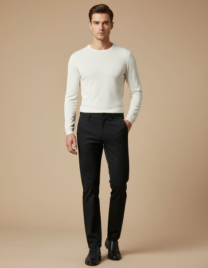 Pantalon Chino Noir Coton Stretch Homme Classique