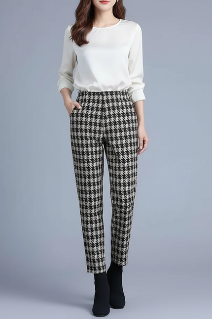 Pantalon Chino Femme Carreaux - Imprimé Tweed