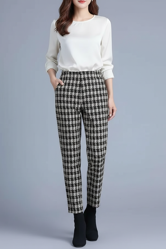 Pantalon Chino Femme Carreaux - Imprimé Tweed