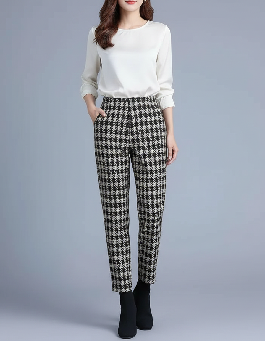 Pantalon Chino Femme Carreaux - Imprimé Tweed