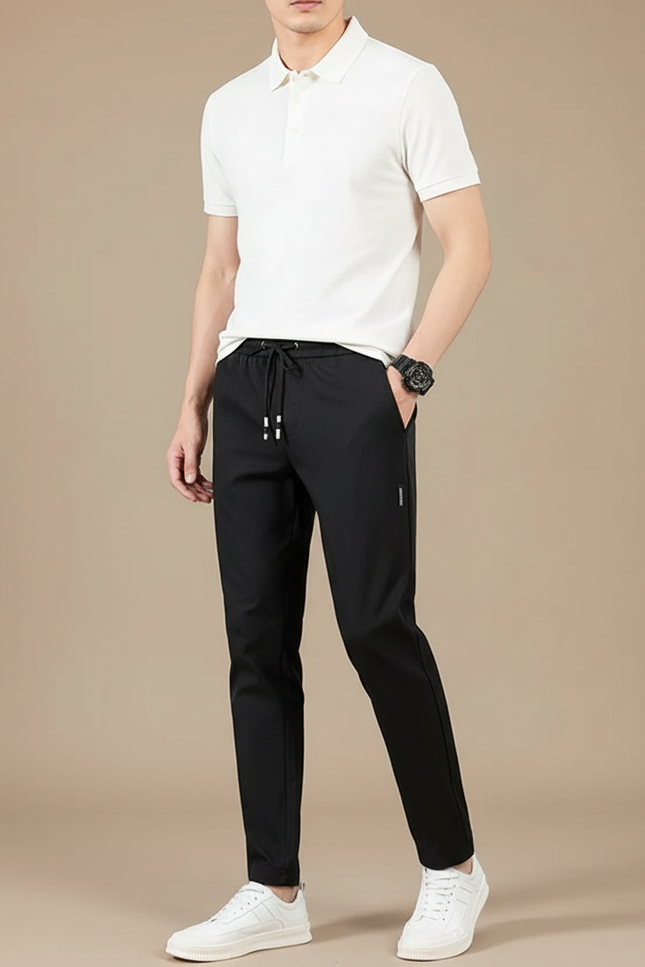 Pantalon Chino Jogging Homme - Noir Polyester