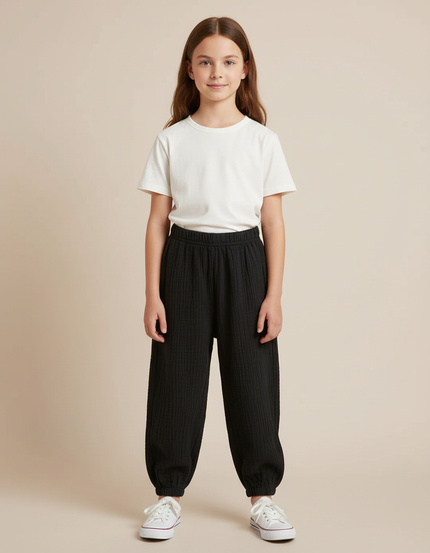 Pantalon Chino Noir Coton Ample Resserré Enfants