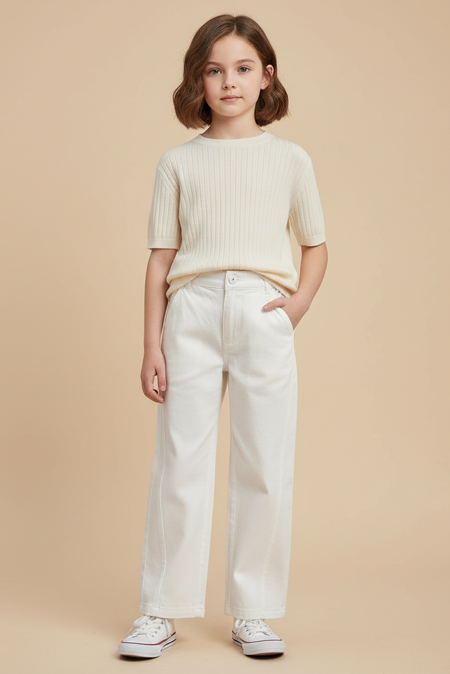 Pantalon Chino Blanc Ample Coton Droit Enfant