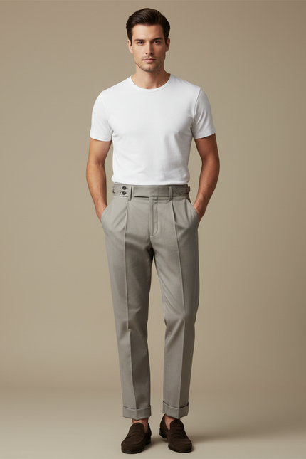 Pantalon Chino Homme Gris Tapered Coton Chic - Gabardine