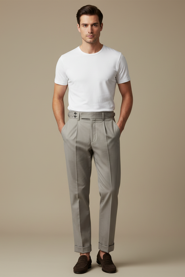 Pantalon Chino Homme Gris Tapered Coton Chic - Gabardine