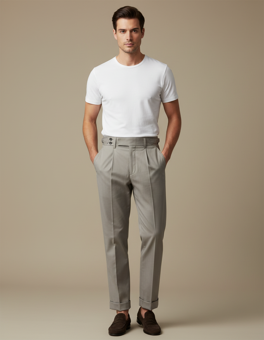 Pantalon Chino Homme Gris Tapered Coton Chic - Gabardine