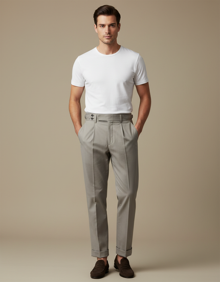 Pantalon Chino Homme Gris Tapered Coton Chic - Gabardine