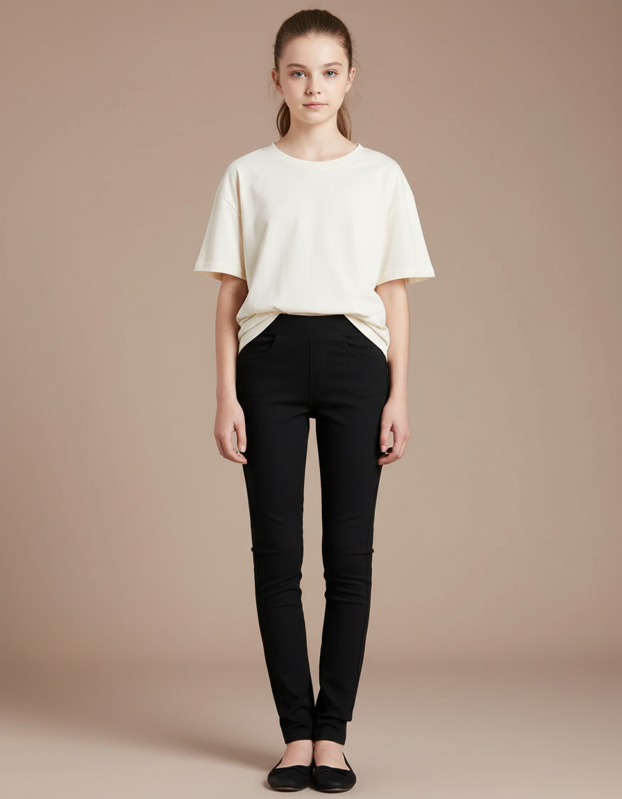 Pantalon Chino Noir Slim Élastique Femme - Gabardine