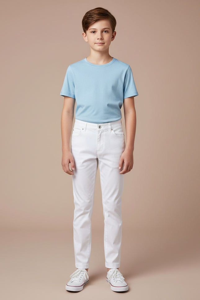 Pantalon Chino Blanc Coton Slim Enfant Décontracté