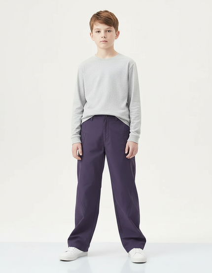 Pantalon Chino Violet Ample Cargo Décontracté Garçon - Gabardine