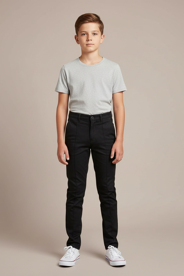 Pantalon Chino Noir Garcon - Coton