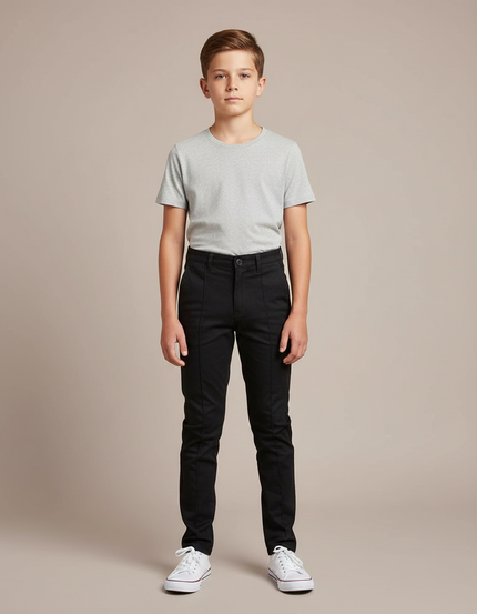 Pantalon Chino Noir Garcon - Coton