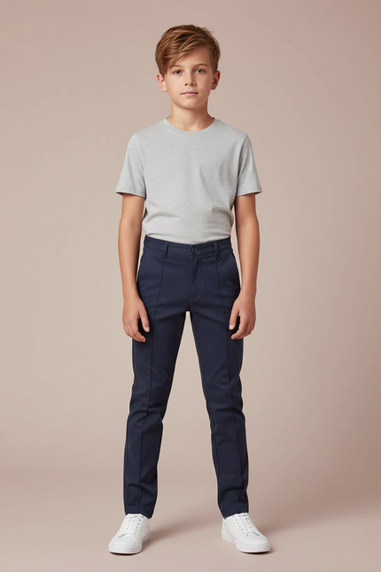 Pantalon Chino Bleu Marine Slim Garçon Coton