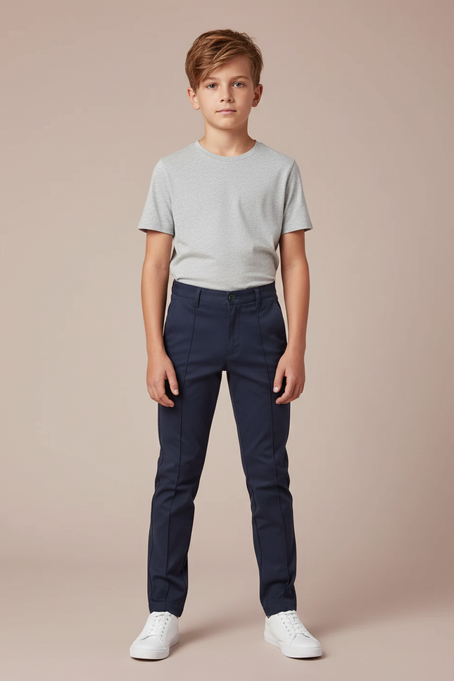 Pantalon Chino Bleu Marine Slim Garçon Coton
