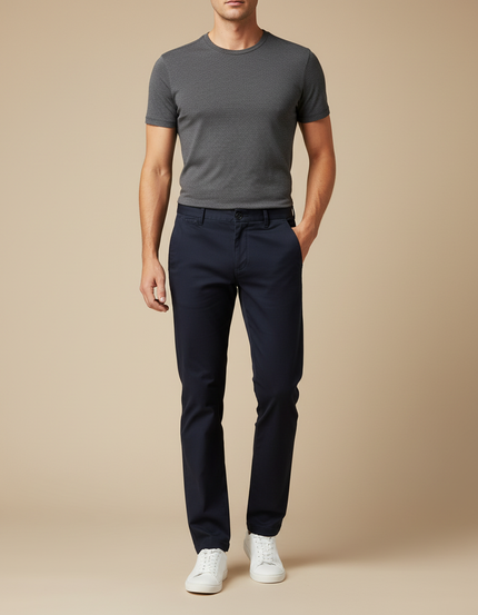 Pantalon Chino Bleu Marine Coton Slim Élégant Homme - Gabardine