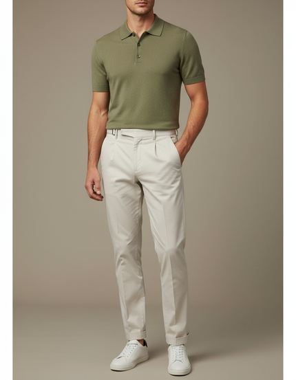 Chino Pantalon Blanc Homme - Beige Gabardine