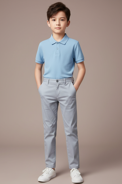 Pantalon Chino Gris Clair Slim Coton Enfant