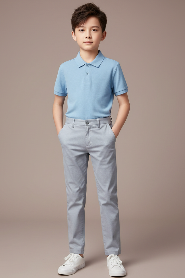 Pantalon Chino Gris Clair Slim Coton Enfant