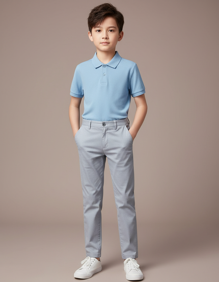 Pantalon Chino Gris Clair Slim Coton Enfant