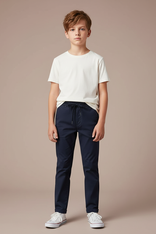Pantalon Chino Bleu Marine Coton Décontracté Garçon