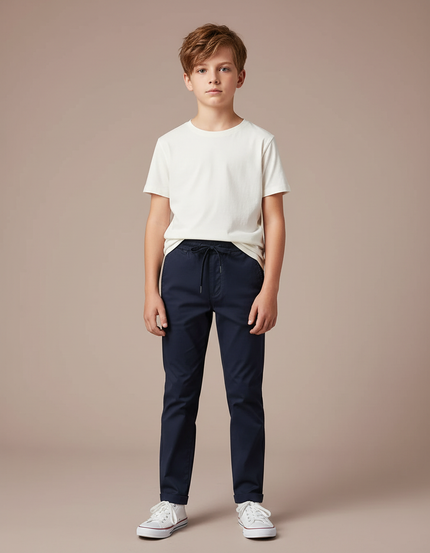 Pantalon Chino Bleu Marine Coton Décontracté Garçon