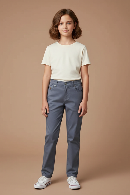 Pantalon Chino Gris Coton Droit Classique Enfant