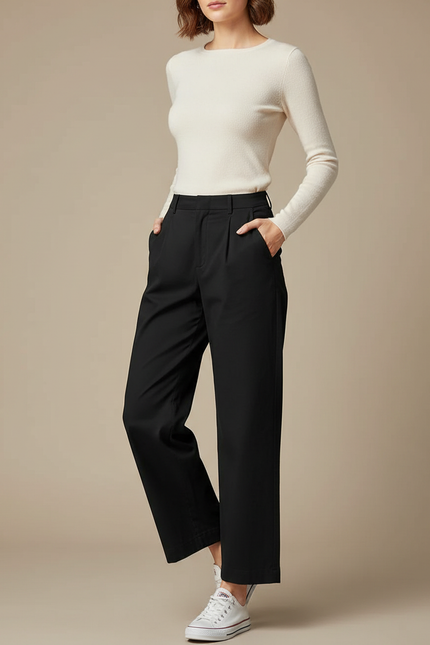 Femme Pantalon Chino - Noir Gabardine