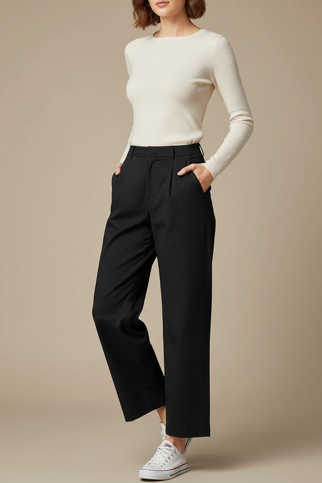 Femme Pantalon Chino - Noir Gabardine