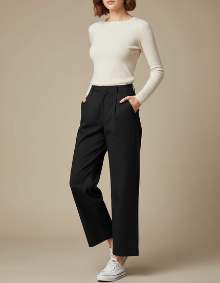 Femme Pantalon Chino - Noir Gabardine