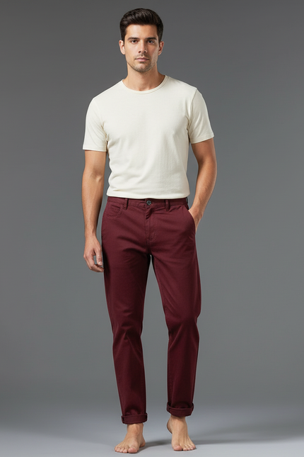 Pantalon Chino Bordeaux Homme - Coton