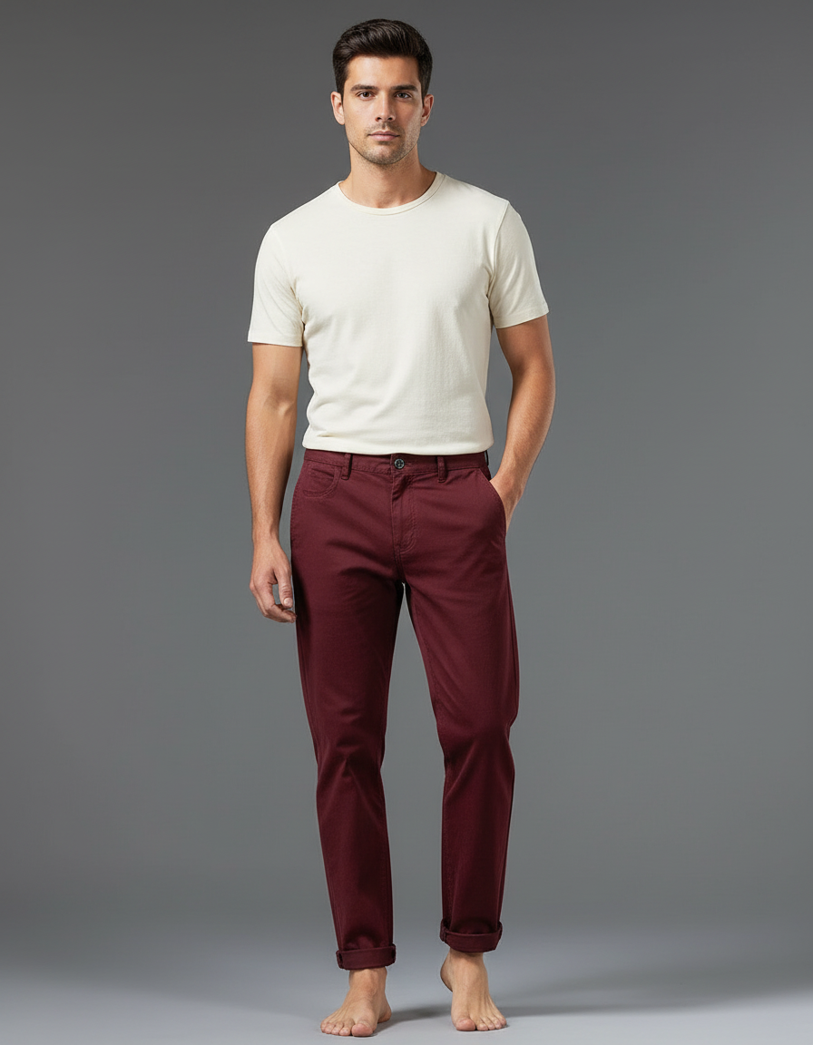 Pantalon Chino Bordeaux Homme - Coton