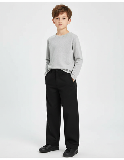 Pantalon Chino Noir Ample Décontracté Enfant Uni - Gabardine