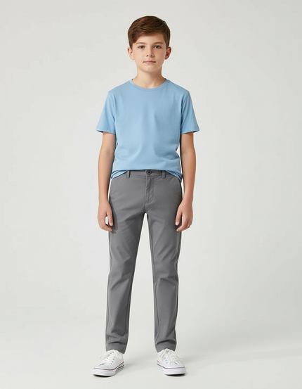 Pantalon Chino Gris Coton Stretch Slim Enfant