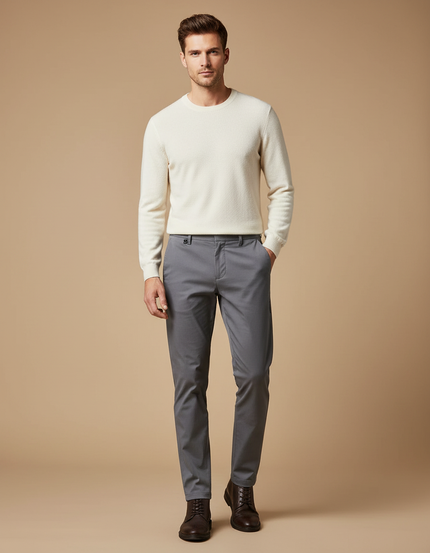 Pantalon Chino Gris Slim Coton Homme Élégant