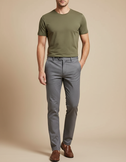 Pantalon Chino Gris Slim Élégant Moderne - Laine
