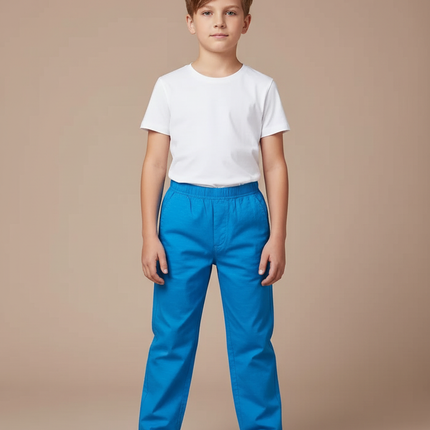 Pantalon Chino Bleu Coton Ample Enfant Décontracté