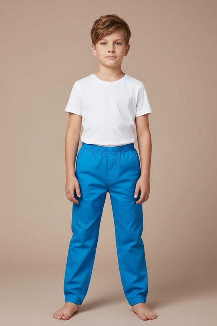 Pantalon Chino Bleu Coton Ample Enfant Décontracté