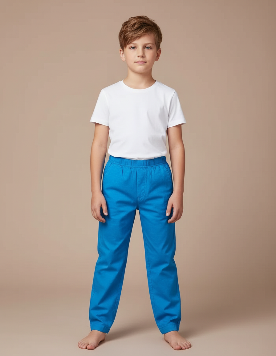 Pantalon Chino Bleu Coton Ample Enfant Décontracté