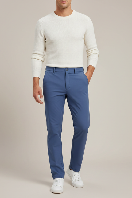 Pantalon Chino Bleu Slim Stretch Homme Décontracté - Gabardine