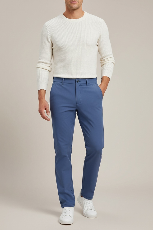Pantalon Chino Bleu Slim Stretch Homme Décontracté - Gabardine