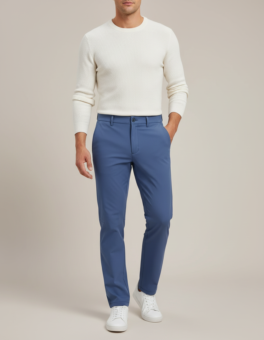 Pantalon Chino Bleu Slim Stretch Homme Décontracté - Gabardine