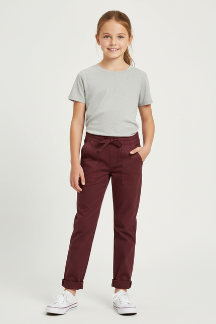 Pantalon Chino Bordeaux Coton Décontracté Enfant