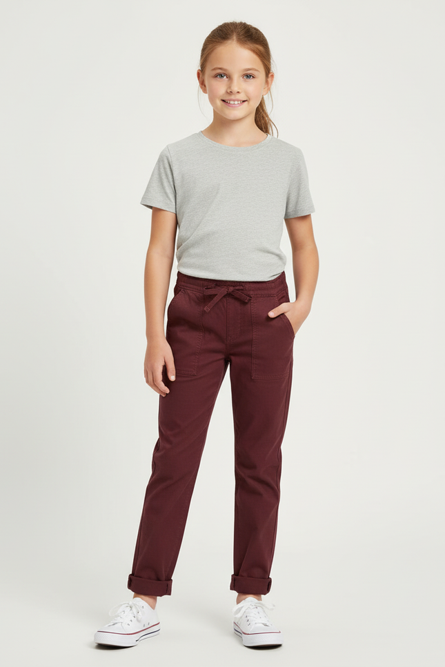 Pantalon Chino Bordeaux Coton Décontracté Enfant