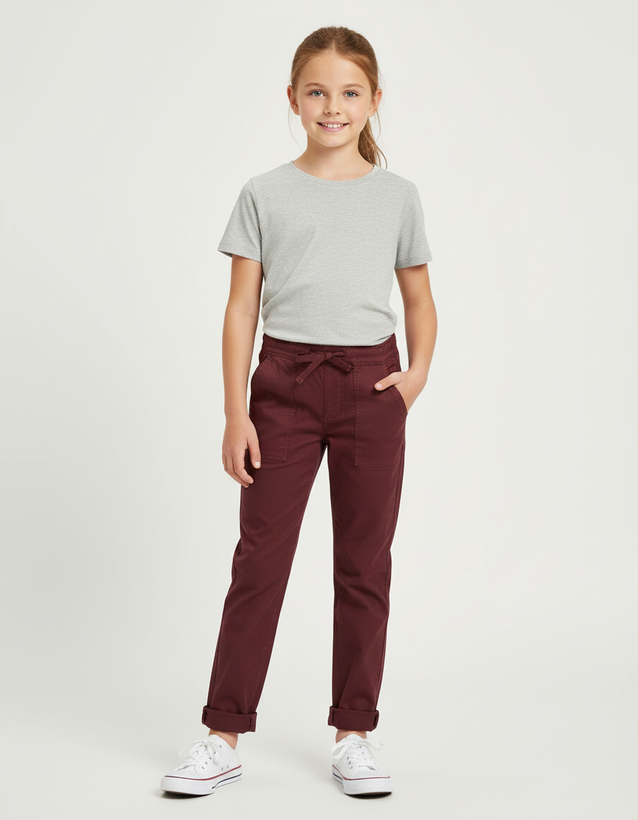 Pantalon Chino Bordeaux Coton Décontracté Enfant