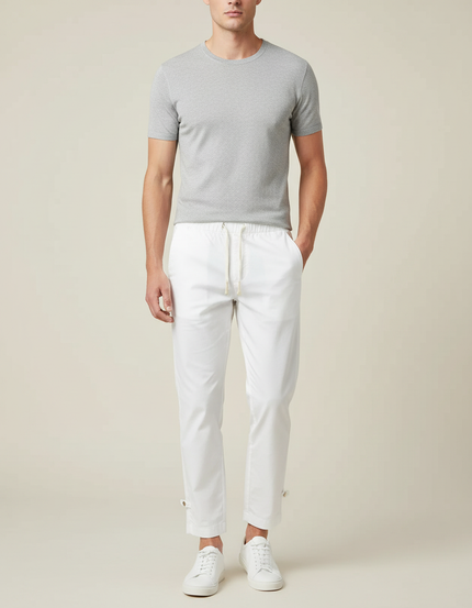 Pantalon Chino Blanc Coton Décontracté Resserré Homme