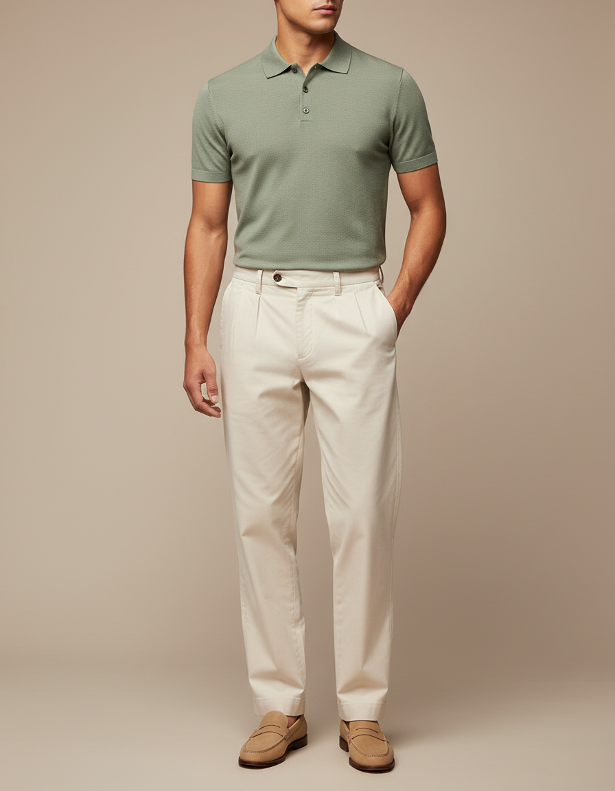 Pantalon Chino Casual - Beige Gabardine