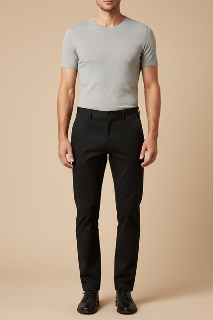 Pantalon Chino Homme - Noir Gabardine