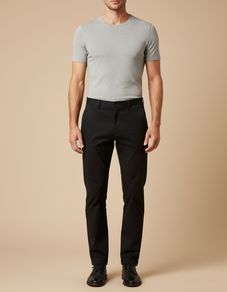 Pantalon Chino Homme - Noir Gabardine