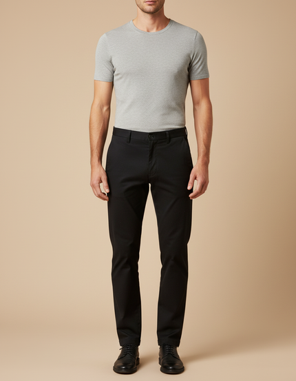 Pantalon Chino Homme - Noir Gabardine
